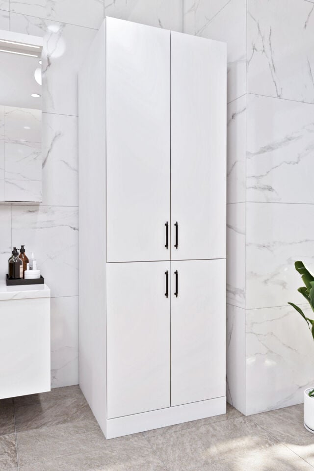 Ases Mobilya Esl0213 Makine Dolabı Raflı ve Kapaklı Banyo Dolabı Beyaz