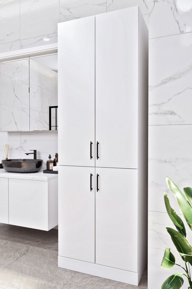 Ases Mobilya Esl0213 Makine Dolabı Raflı ve Kapaklı Banyo Dolabı Beyaz