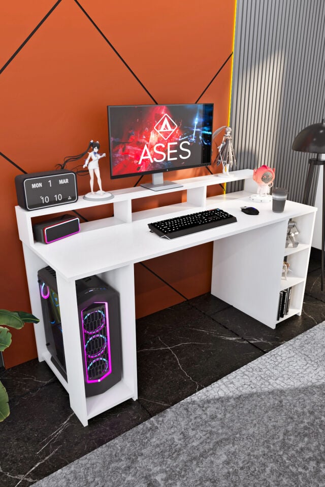 Ases Mobilya Ases Ela415 Masa Üstü Raflı Oyuncu Bilgisayar Masası ve Çalışma Masası