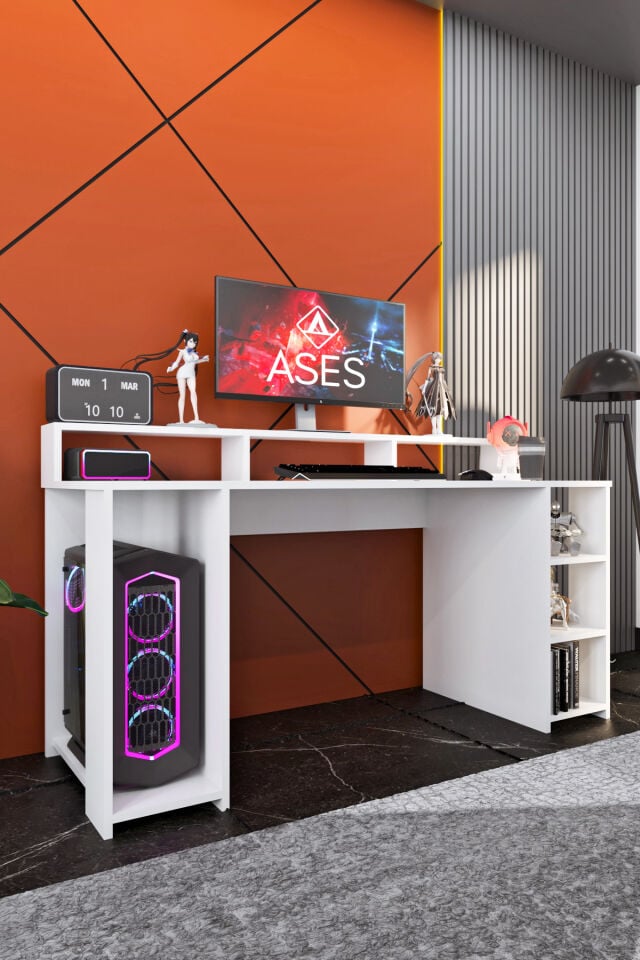 Ases Mobilya Ases Ela415 Masa Üstü Raflı Oyuncu Bilgisayar Masası ve Çalışma Masası