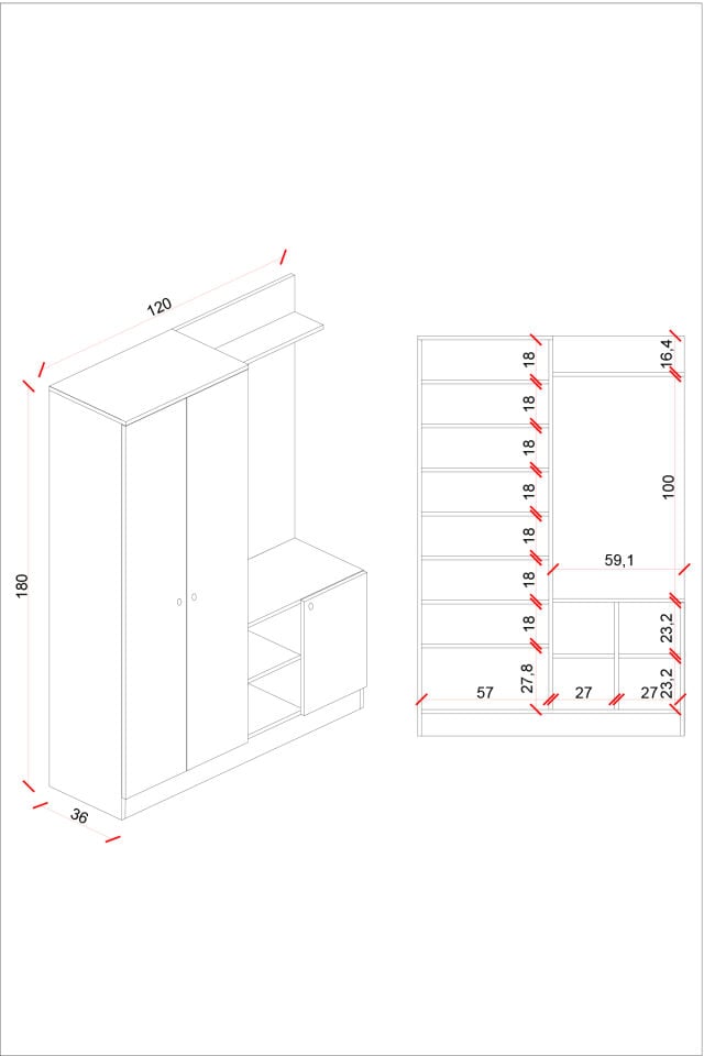Ases Mobilya Ases Esl743 Modern Portmanto Kapaklı Raflı Askılı Ayakkabılık Vestiyer Beyaz - Safir Meşe